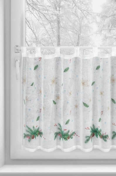 KRÁTKÁ VÁNOČNÍ ZÁCLONA NA POUTKÁCH XMAS1 60X150 CM VZOROVANÁ