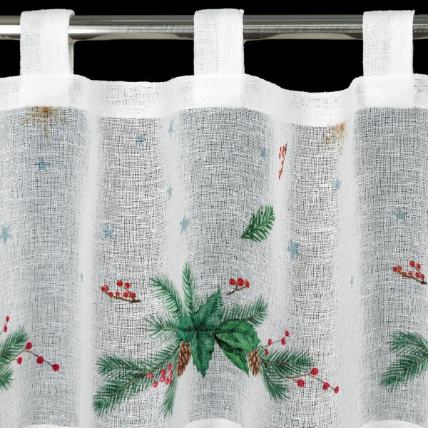 KRÁTKÁ VÁNOČNÍ ZÁCLONA NA POUTKÁCH XMAS1 30X150 CM VZOROVANÁ