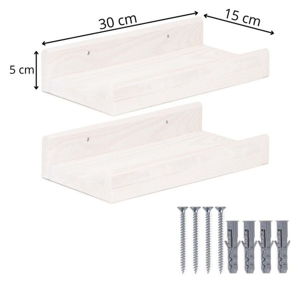 Police na zeď 2ks 30x15 cm SPRINGOS WF0011 bílé