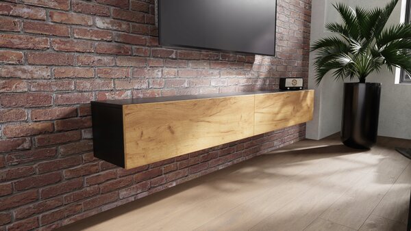 TV stolek 210 cm komoda černý dub matný