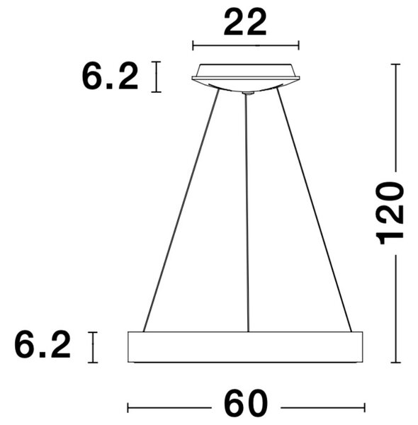 Černé závěsné LED světlo Nova Luce Rando Smart 60 cm