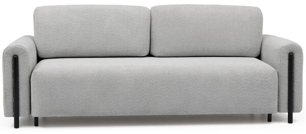 Světle šedá rozkládací/s úložným prostorem pohovka z textilie bouclé 244 cm Arcadova – ELTAP
