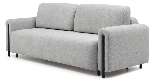 Světle šedá rozkládací/s úložným prostorem pohovka z textilie bouclé 244 cm Arcadova – ELTAP