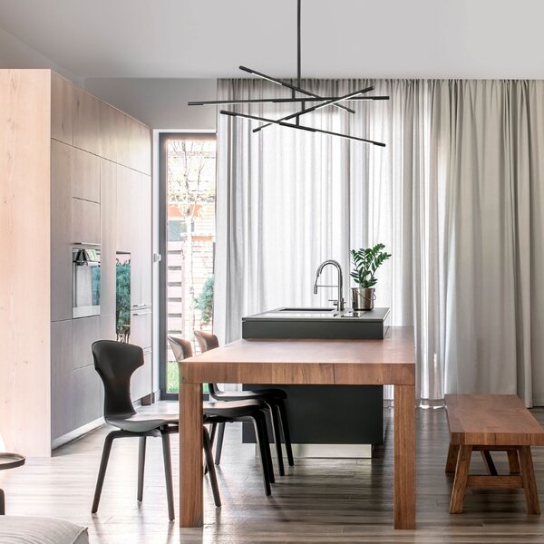 Černé kovové závěsné LED světlo Nova Luce Raccio 84 cm