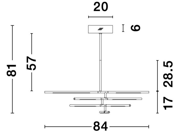 Černé kovové závěsné LED světlo Nova Luce Raccio 84 cm