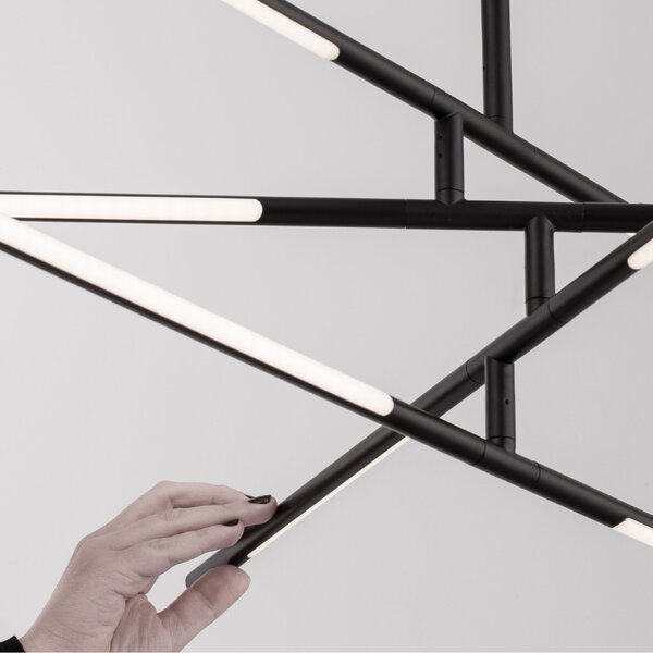 Černé kovové závěsné LED světlo Nova Luce Raccio 84 cm