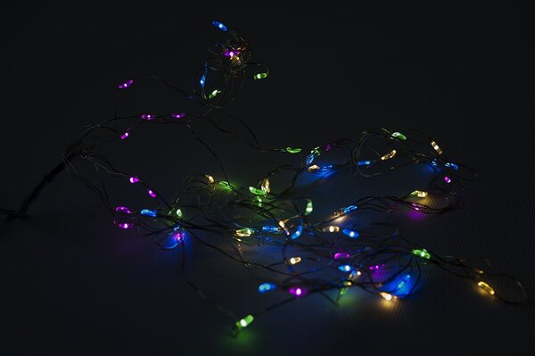 Vánoční dekorativní osvětlení, drátky, 48 LED, barevné