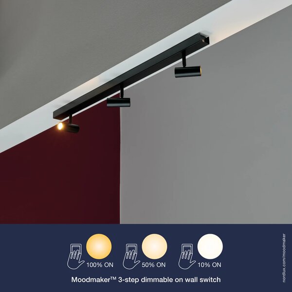 Stmívatelné LED spoty na liště NORDLUX Omari Varianta: 120 x 35 x 1180 mm, 5 x 3,2 W, LED, černá