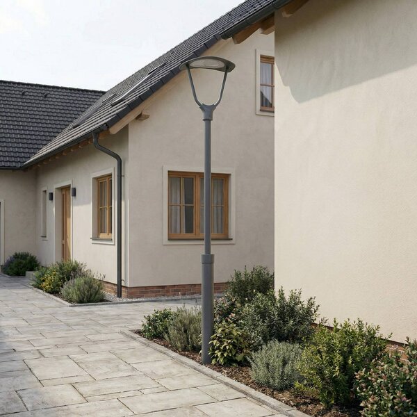 Lucande LED venkovní světlo Tarasu, šedé, 250 cm, hliník, IP65, Hliník / šedá / zinek, Hliník, Moderní