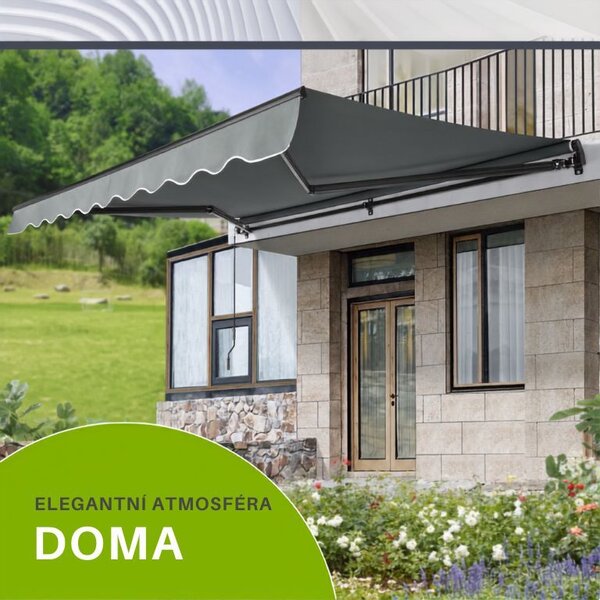 Kloubová markýza 350 × 300 cm na terasu a balkon, šedá