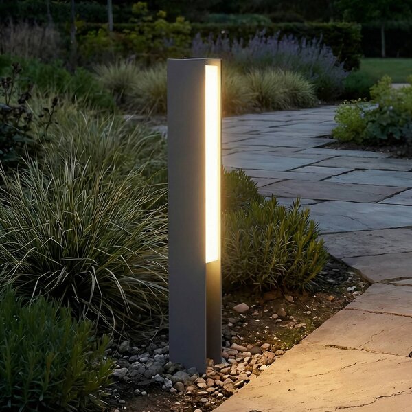 Lucande LED podlahová lampa Teerk, výška 50 cm, antracitová, IP65, Černá, Hliník, Moderní