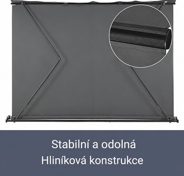 Kloubová markýza 350 × 300 cm na terasu a balkon, šedá