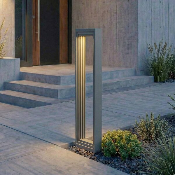 Lucande LED osvětlení cesty Ashkan, výška 60 cm, antracitová, IP65, Hliník / šedá / zinek, kov, Moderní