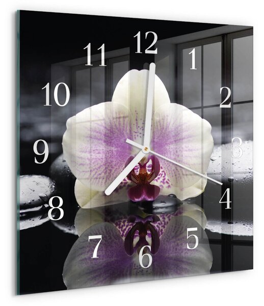 Skleněné hodiny Orchidej zskb-30x30-00087360