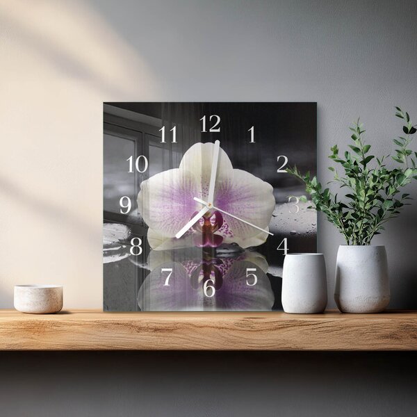 Skleněné hodiny Orchidej zskb-30x30-00087360