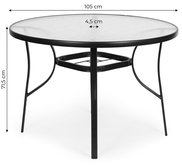 MultiGarden Zahradní stůl SOLO 105 cm čirý/černý