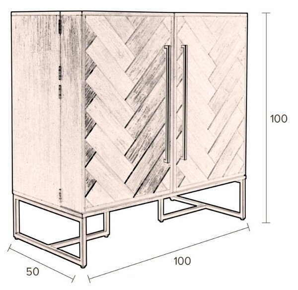 Hnědá dřevěná vinotéka DUTCHBONE Class 100 x 50 cm