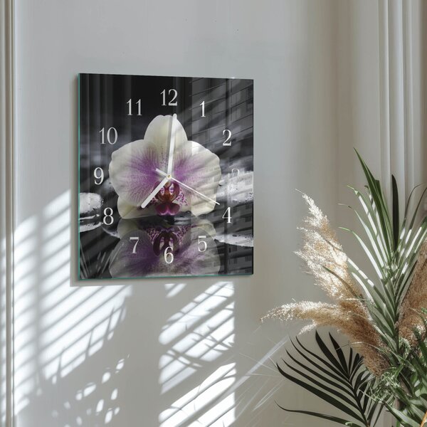 Skleněné hodiny Orchidej zskb-30x30-00087360