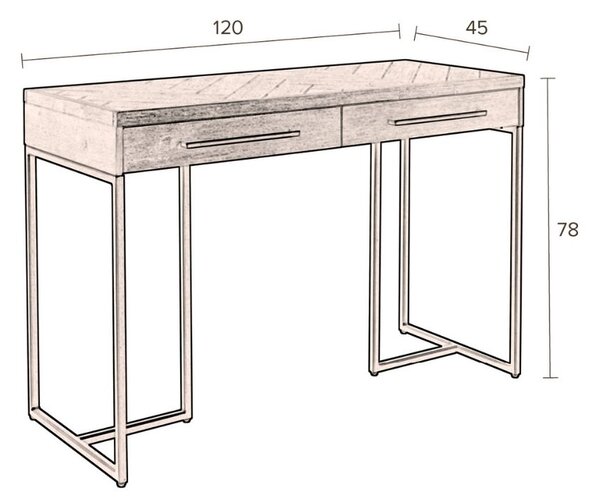 Hnědý dřevěný toaletní stolek DUTCHBONE Class 120 x 45 cm