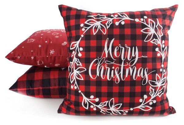 VÁNOČNÍ DEKORAČNÍ POVLAK NA POLŠTÁŘ MERRY1 45X45 CM VZOROVANÁ