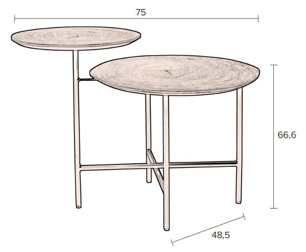 Hnědý kovový konferenční stolek DUTCHBONE Mathison 75 x 48,5 cm