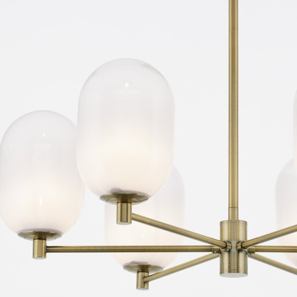 Bílo-zlaté skleněné závěsné světlo Nova Luce Balor 65 cm