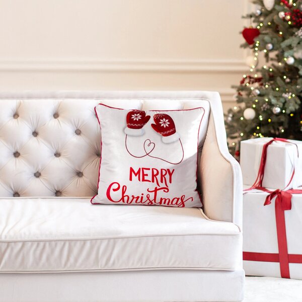 VÁNOČNÍ DEKORAČNÍ POVLAK NA POLŠTÁŘ MERRY1 45X45 CM VZOROVANÁ