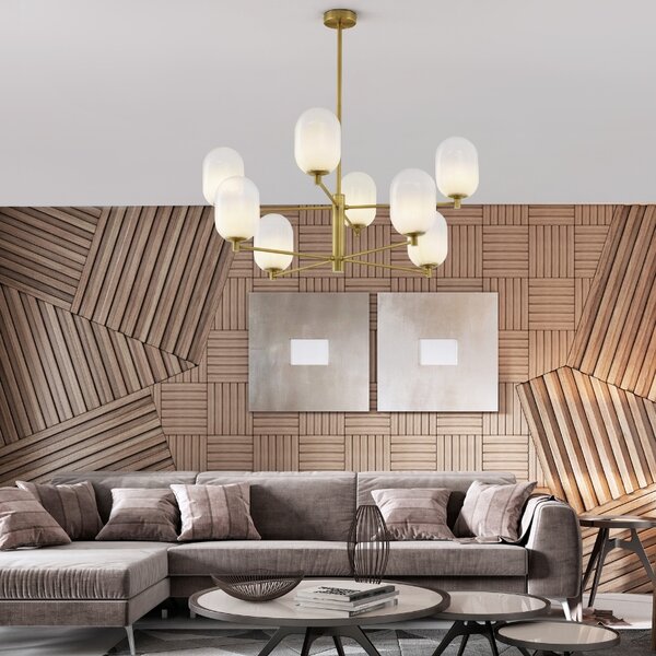 Bílo-zlaté skleněné závěsné světlo Nova Luce Balor 80 cm