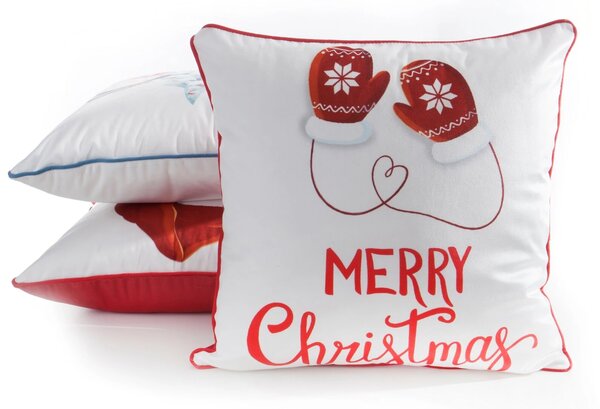 VÁNOČNÍ DEKORAČNÍ POVLAK NA POLŠTÁŘ MERRY1 45X45 CM VZOROVANÁ