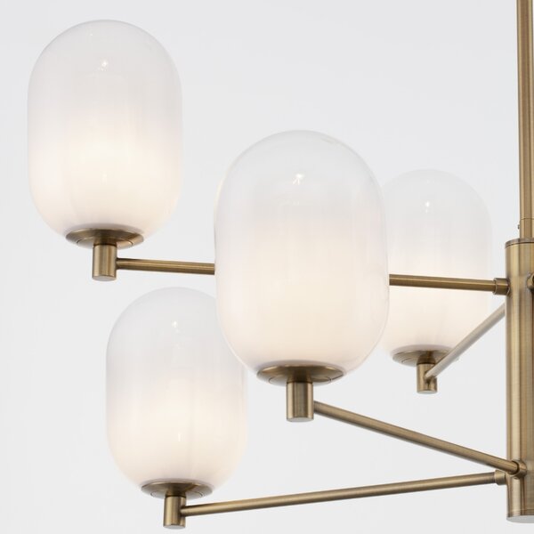 Bílo-zlaté skleněné závěsné světlo Nova Luce Balor 80 cm