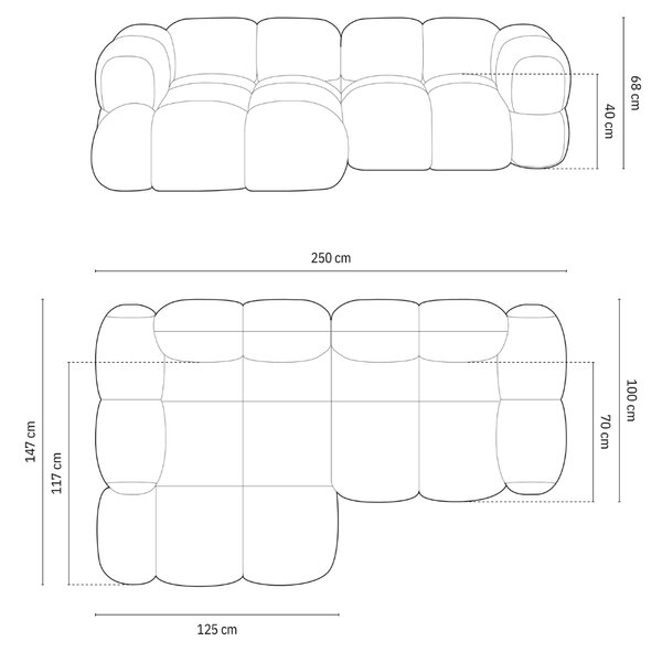 -25 % Dny MOMENTI– Cosmopolitan Design Tmavě modrá sametová rohová pohovka Loretto 250 cm, levá