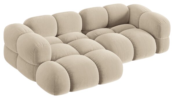 -25 % Dny MOMENTI– Cosmopolitan Design Světle béžová sametová rohová pohovka Loretto 250 cm, levá