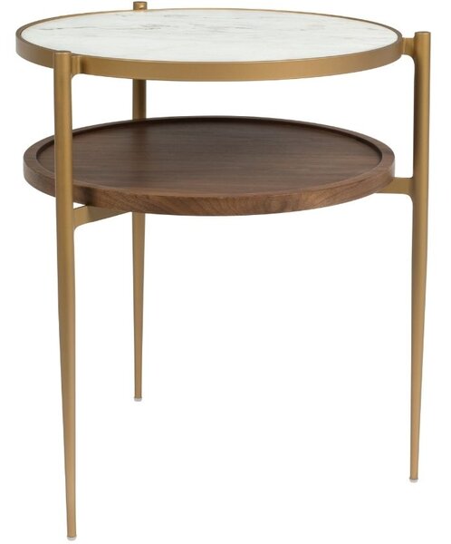 Bílo zlatý kovový odkládací stolek DUTCHBONE Bella 45 cm