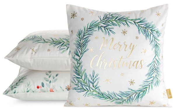 VÁNOČNÍ DEKORAČNÍ POVLAK NA POLŠTÁŘ MERRY1 45X45 CM VZOROVANÁ