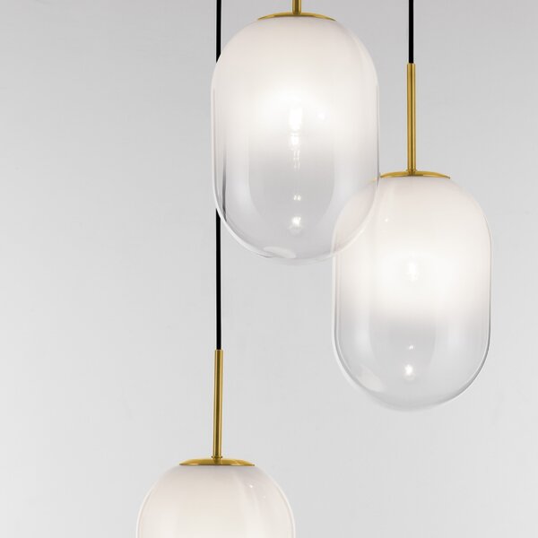 Bílé skleněné závěsné světlo Nova Luce Chrysi 43 cm