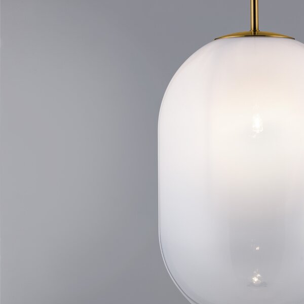 Bílé skleněné závěsné světlo Nova Luce Chrysi 24 cm