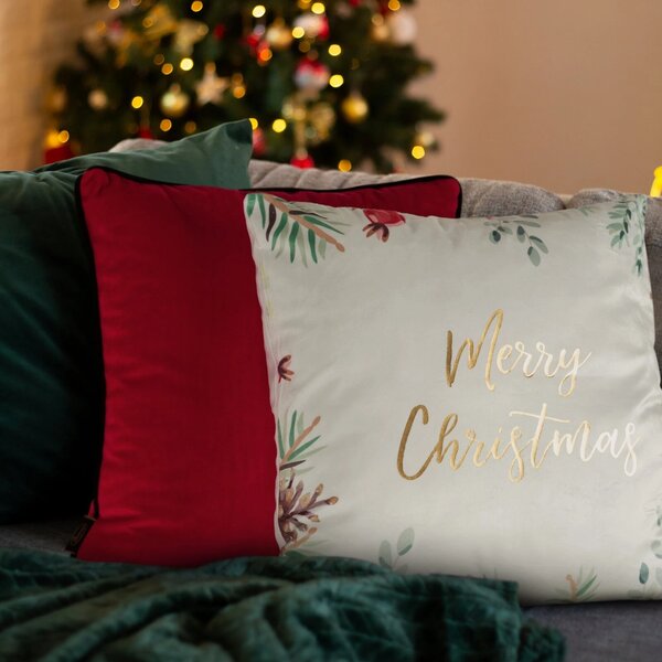 VÁNOČNÍ DEKORAČNÍ POVLAK NA POLŠTÁŘ MERRY1 45X45 CM VZOROVANÁ