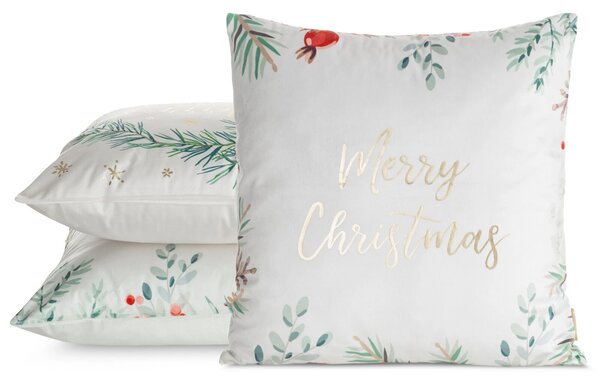 VÁNOČNÍ DEKORAČNÍ POVLAK NA POLŠTÁŘ MERRY1 45X45 CM VZOROVANÁ