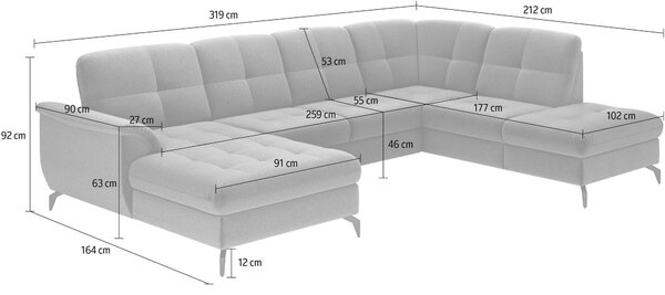 SEDACÍ SOUPRAVA, textil, barvy grafitu Sit & More - Sedací soupravy, Online Only