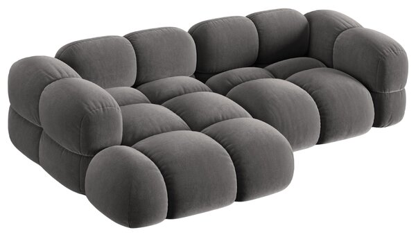 -25 % Dny MOMENTI– Cosmopolitan Design Šedá sametová rohová pohovka Loretto 250 cm, levá