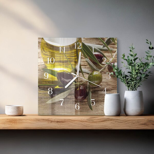 Skleněné hodiny Olivový olej zskb-30x30-00092221