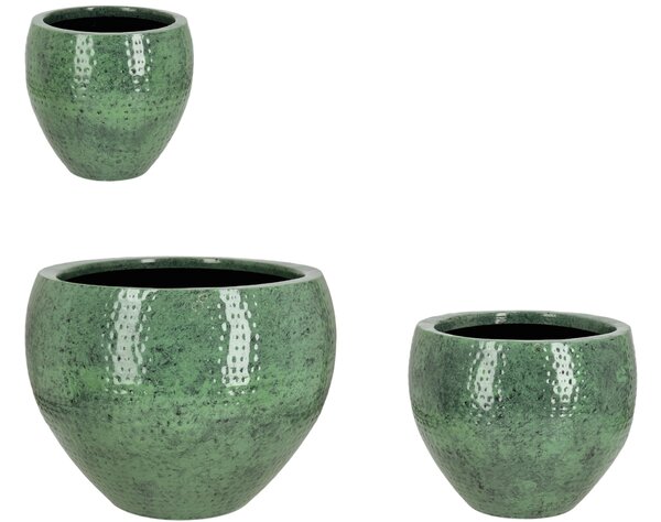 Bizzotto Zelený set tří kovových zahradních květináčů Nirad Ø39/53/70 cm