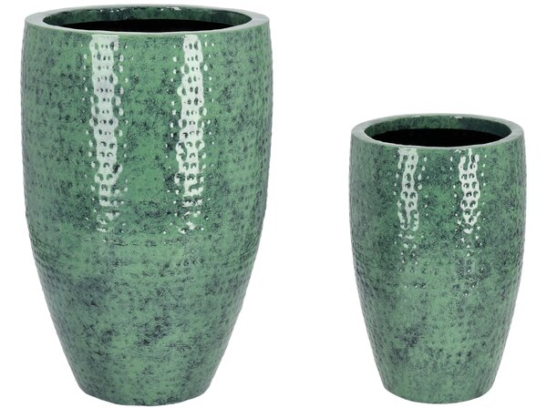 Bizzotto Zelený set dvou kovových zahradních květináčů Nirad Ø32/45 cm