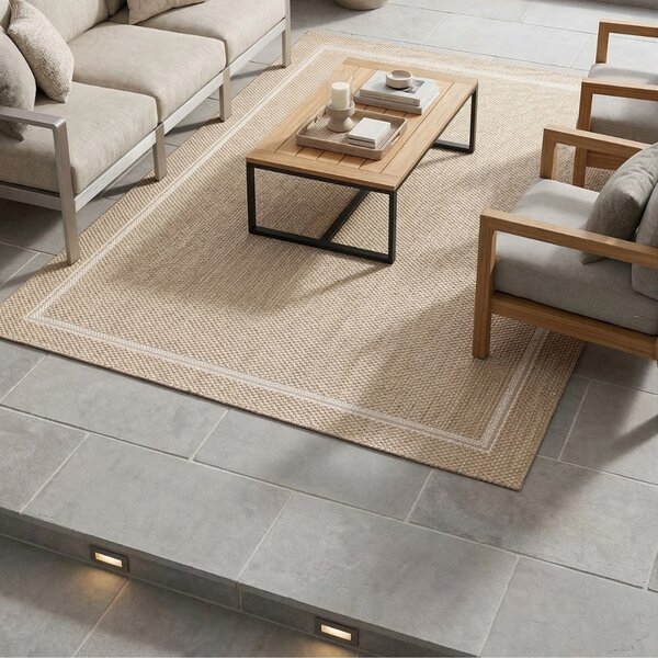 Fargotex Světle hnědý zahradní koberec Grano Frame 160 x 230 cm
