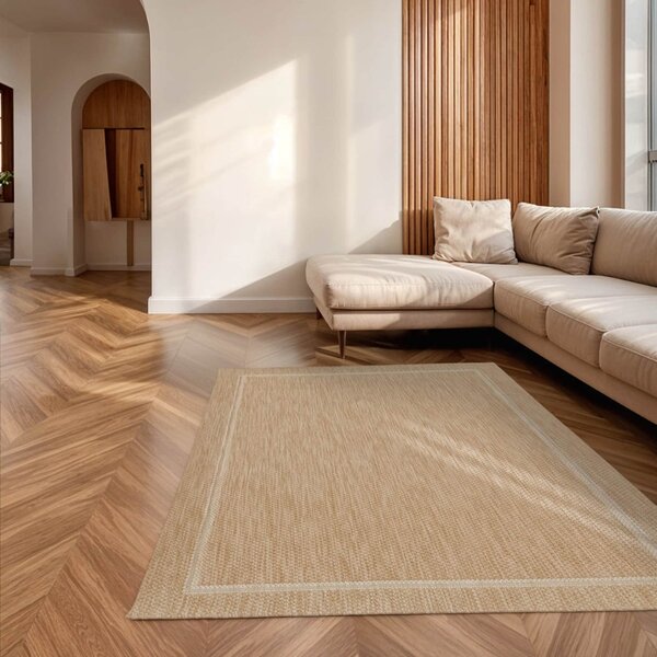 Fargotex Světle hnědý zahradní koberec Grano Frame 160 x 230 cm