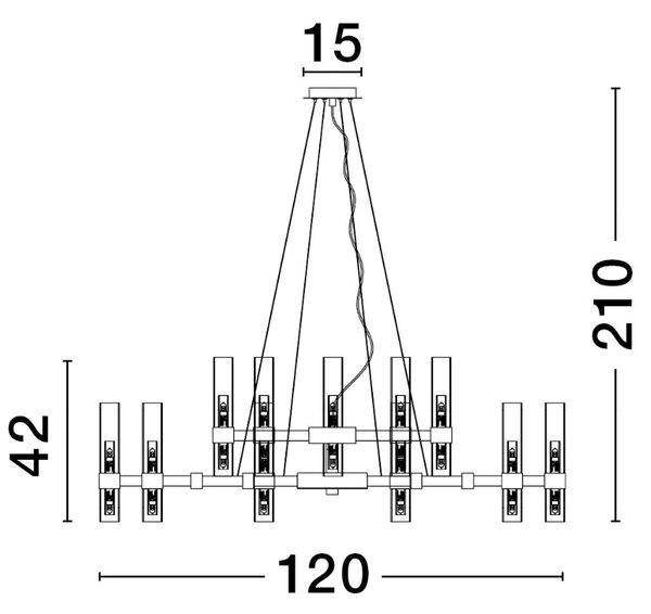 Skleněné závěsné světlo Nova Luce Century 120 cm