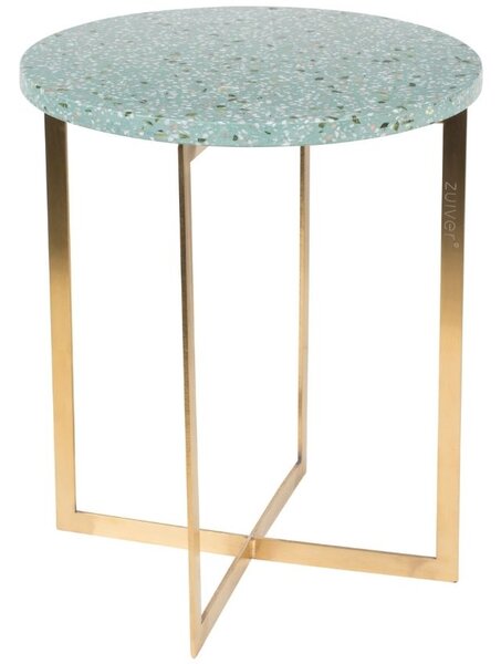 Zelený terrazzo odkládací stolek ZUIVER LUIGI ROUND 40 cm