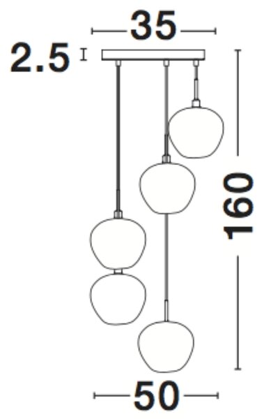 Kouřově šedé skleněné závěsné světlo Nova Luce Cedro 50 cm