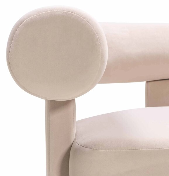 Hector Designové sametové křeslo HELLA světle béžové