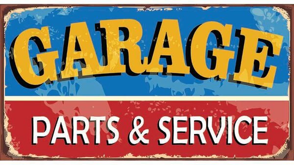 Ceduľa Garage Part & Service 30,5cm x 15,5cm Plechová tabuľa